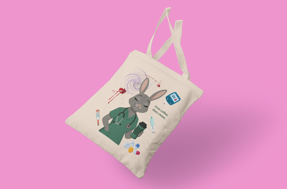 Canvas bag - Coffee Bunny.
