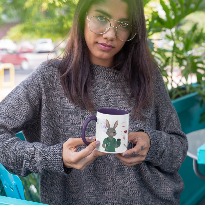 Coffee mug - Coffee Bunny purple