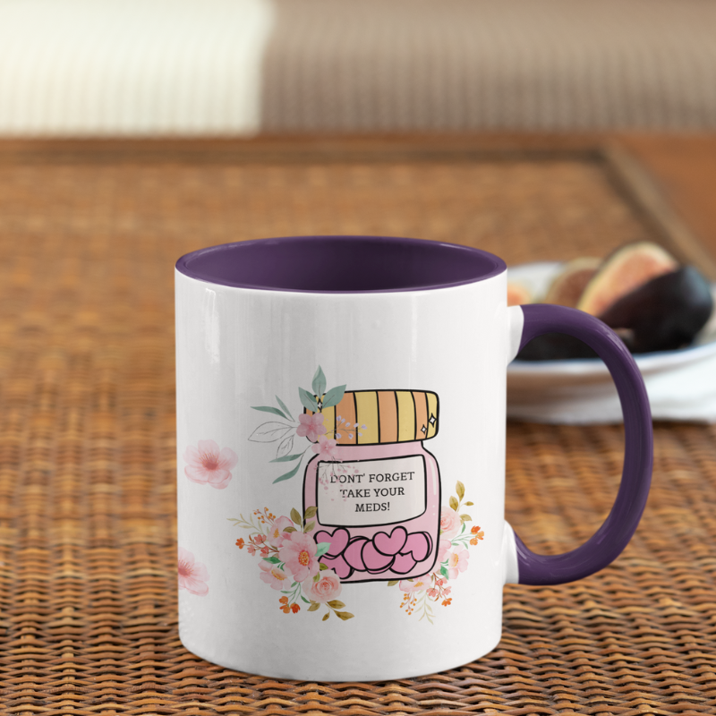 Coffee mug - Don´t forget your meds purple