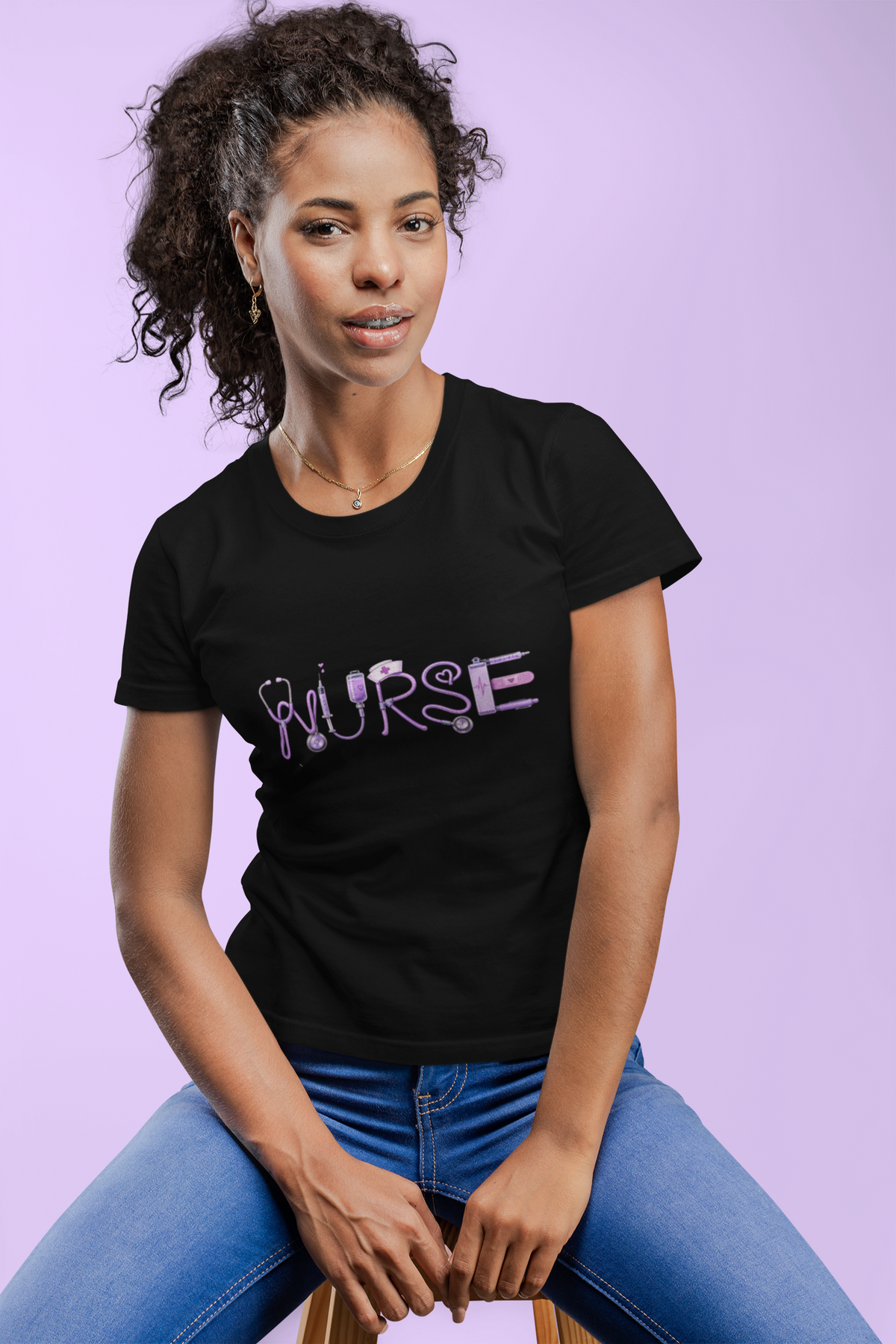 Cotton Tee - Nurse Stethoscope Script